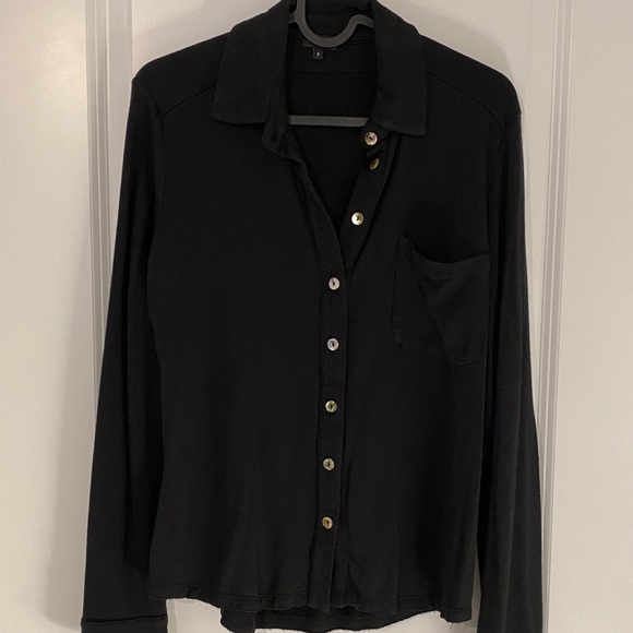 Bleusalt black soft classic button shirt sz 0 new - Picture 6 of 12